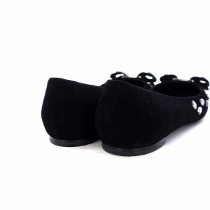 Salvatore Ferragamo ヴァラパンプス スエード フラット ビジュー 5D 22.5cm ブラック