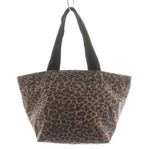 舟形ショルダー トートバッグ ハンドバッグ ナイロン レオパード ヒョウ柄 茶 ブラウン 黒 ブラック 1028F