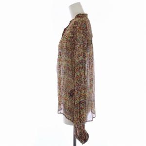 ISABEL MARANT ETOILE ブラウス シャツ 長袖 バンドカラー 花柄 シアー シースルー シルク 34 XS マルチカラー 18P029E