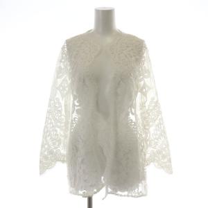 チュールレースカーデ カーディガン シアー シースルー 長袖 36 S 白 ホワイト 17151199
