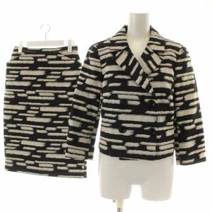 スーツ セットアップ 上下 テーラードジャケット ショート丈 ダブル タイトスカート ひざ丈 ジャガード柄 36 S 38