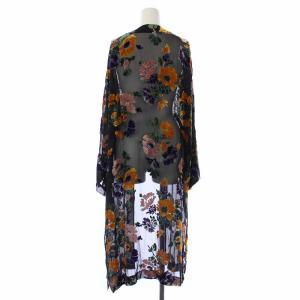 GRACE CONTINENTAL 18AW オパールロングガウン シアーカーディガン 長袖 花柄 36 S 黒 ブラック