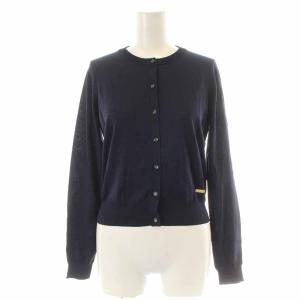 ニットカーディガン ロゴボタン 長袖 38 M 紺 ネイビー