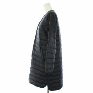 DANTON V Neck Inner Down Long Jacket ダウンコート インナーダウン ジップアップ 36 M 黒 ブラック