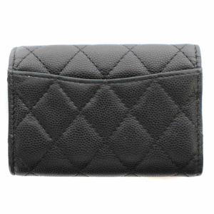 CHANEL キーケース 4連 三つ折り キャビアスキン マトラッセ レザー ココマーク 28番台 ブラック