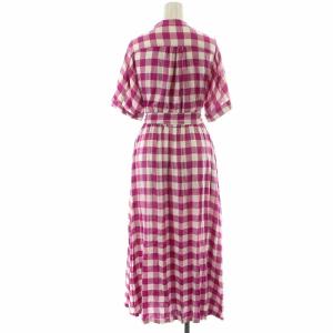 Grace Class 20SS ギンガムカシュクールワンピース ロング チェック リボン 半袖 36 S ピンク 白 ホワイト