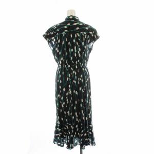 Grace Class プリントボウタイワンピース ロング 半袖 総柄 ボウタイ 36 S 黒 ブラック