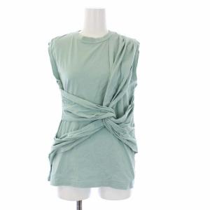 20SS デザインノースリーブカットソー クルーネック 38 M 緑 グリーン 300DS480-1300