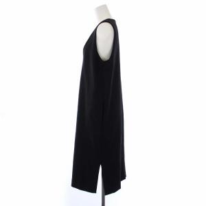 ENFOLD ダブルクロスUネックワンピース ノースリーブ ロング 36 S 黒 ブラック 3009A233-0560