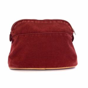 HERMES ボリードポーチ20 化粧ポーチ キャンバス 赤 レッド