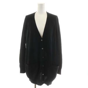 カーディガン 長袖 ウール シルク混 絹混 M 黒 ブラック