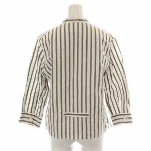 MARGARET HOWELL 19SS ブラウス シャツ リネン 麻 ストライプ 長袖 2 M グレー 白 ホワイト