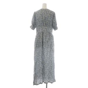 Spick&Span リバティ LIBERTY 20SS シャツワンピース ロング 半袖 Vネック 花柄 38 M 青 ブルー 水色 ライトブルー