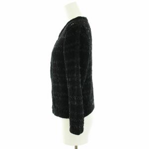 yoshie inaba カーディガン ボレロ 編み込み ラメ 長袖 9 M 黒 ブラック