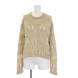 23SS COOL CORDING OPEN STITCH PO ニット カットソー 長袖 クルーネック かぎ編み S ベージュ