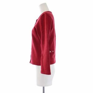 agnes b. プレッション スウェットカーディガン クルーネック 七分袖 裏起毛 1 S 赤 レッド