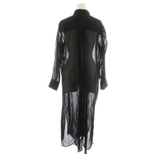 ANAYI 21SS ワンピース ミモレ ロング 長袖 シアー シースルー 38 M 黒 ブラック