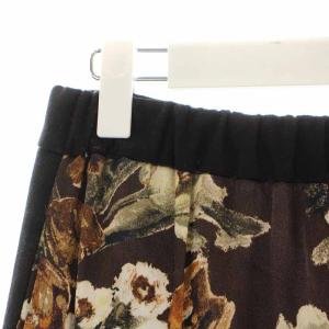 JUNYA WATANABE COMME des GARCONS イージーパンツ ワイドパンツ ウール 切替 花柄 S 黒 ブラック 茶 ブラウン