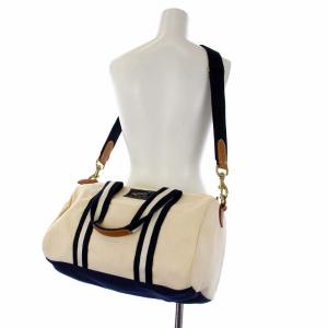 POLO RALPH LAUREN ボストンバッグ ショルダーバッグ 2way キャンバス アイボリー ネイビー 紺