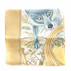 HERMES カレ90 CHASSE au BOIS 森の狩猟 スカーフ シルク 茶 ブラウン