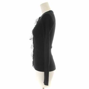 DOLCE&GABBANA ニットカーディガン リブ レース 長袖 38 7号 S 黒 ブラック