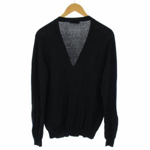 PRADA 2017年製 カーディガン ニット カシミヤ混 長袖 50 L 黒 ブラック