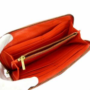 TORY BURCH マルチステッチ 長財布 ラウンドファスナー レザー オレンジ