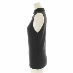 VIVIENNE TAM ニット カットソー ハイネック シルク混 花柄刺繍 ノースリーブ 0 XS 黒 ブラック