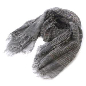 ストール ショール フリンジ カットオフ ボーダー グレー マルチカラー