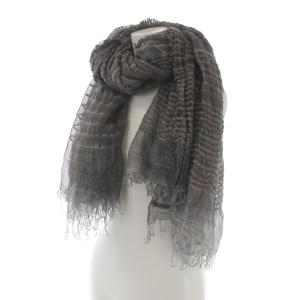 Faliero Sarti ストール ショール フリンジ カットオフ ボーダー グレー マルチカラー