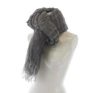 Faliero Sarti ストール ショール フリンジ カットオフ ボーダー グレー マルチカラー