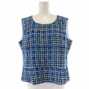 Leilian セットアップ 上下 ブラウス ノースリーブ プリーツスカート ひざ丈 13 XL 青 ブルー