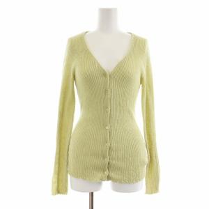 カーディガン 麻 リネン混 レース S 緑 グリーン