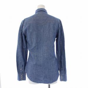 RRL ラルフローレン デニム ウエスタンシャツ ブラウス 長袖 2 M 青 ブルー