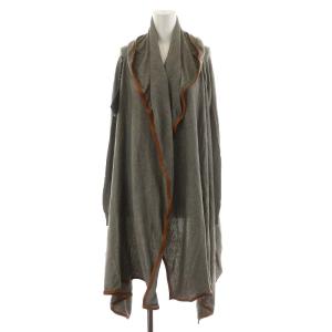 カーディガン 長袖 フード カシミヤ混 S グレー 茶 ブラウン