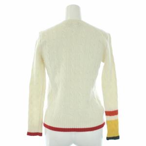 POLO RALPH LAUREN ニット セーター 乗馬 刺繍 ストーン 長袖 ケーブル編み M 白 アイボリー