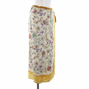 HOUSE OF LOTUS 22AW フラワーパネルプリント ラップスカート ロング 花柄 M アイボリー