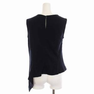 STRASBURGO セットアップ 上下 ノースリーブ カットソー フリル スカート ひざ丈 38 M 紺 ネイビー