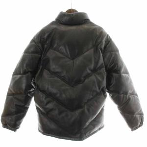 Schott バイアスキルト レザーダウンジャケット ハイネック ジップアップ M ブラック