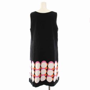 agnes b. ワンピース ひざ丈 ノースリーブ 総柄 40 L 黒 ブラック