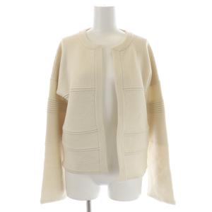 ニット カーディガン 長袖 ウール シルク混 40 オフホワイト