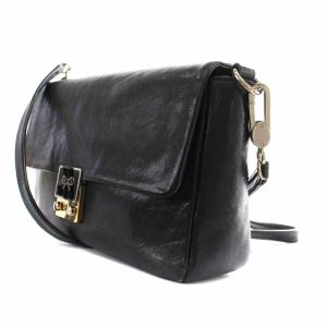 ANYA HINDMARCH ショルダーバッグ レザー フラップ 黒 ブラック