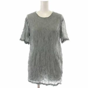 カットソー シアー シースルー シワ加工 半袖 M グレー