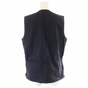 HaaT イッセイミヤケ ベスト ジレ ジャケット 前開き 刺繍 2 M 紺 ネイビー