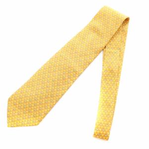 Salvatore Ferragamo ネクタイ レギュラータイ シルク 動物柄 茶 ブラウン 黄色 イエロー