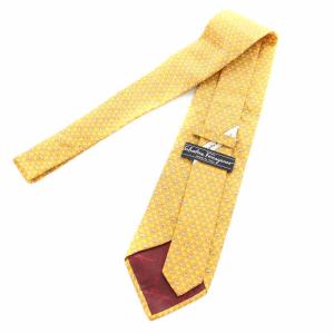 Salvatore Ferragamo ネクタイ レギュラータイ シルク 動物柄 茶 ブラウン 黄色 イエロー