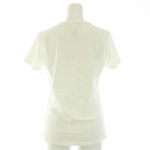 CELINE Tシャツ カットソー クルーネック 半袖 マカダム柄 ロゴプリント M 白 ホワイト 紺 ネイビー