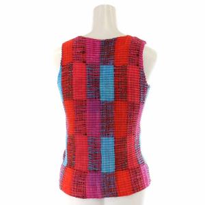 ISSEY MIYAKE タンクトップ カットソー プリーツ チェック ノースリーブ マルチカラー