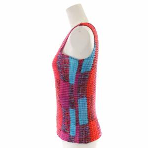 ISSEY MIYAKE タンクトップ カットソー プリーツ チェック ノースリーブ マルチカラー