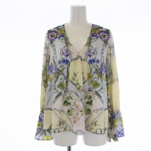 シャツ ブラウス 長袖 Vネック 袖フレア 花柄 36 S マルチカラー 01201 41045-00